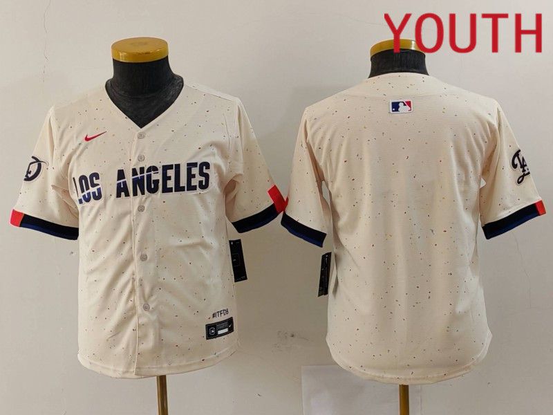 Youth Los Angeles Dodgers Blank Cream Fashion Nike Game MLB Jersey style 629->women mlb jersey->Women Jersey